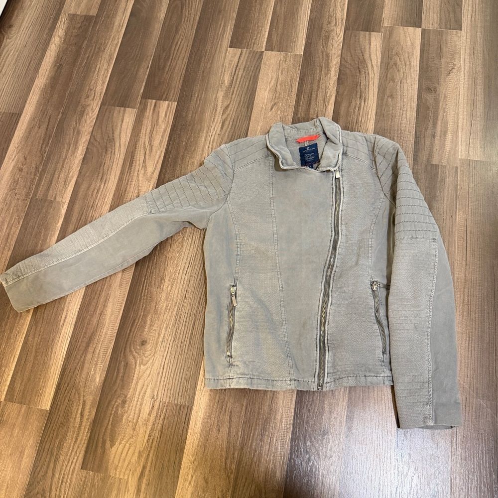 Tom Tailor Women's Gray Cotton modern  Biker Jacket L